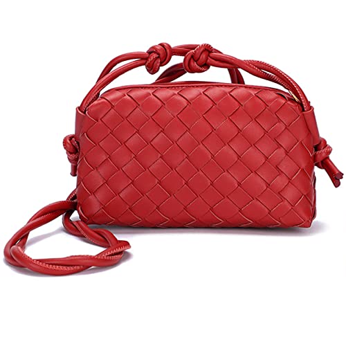 ZEDIUH Woven Bag for Women Crossbody Shoulderbag, Small Vegan Leather Purse - color: Red