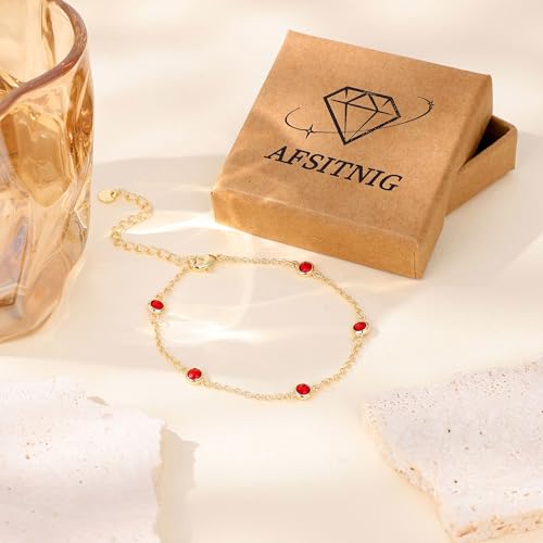 Birthstone Bracelet for Women 14K Gold Plated Dainty Link Bracelet Trendy Non Tarnish Trendy Chain Bracelets Birthday Valentines Gifts Jewelry for Women Mom Daughter Wife Sister Friend - color: 01.January