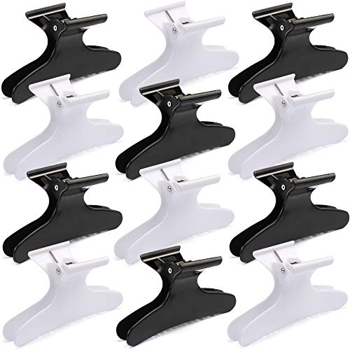 Ondder Hair Clips for Styling and Sectioning - Butterfly Pro Salon Clamps for Cutting, Coloring Hair, Hair Accessories for Women - color: Black + White