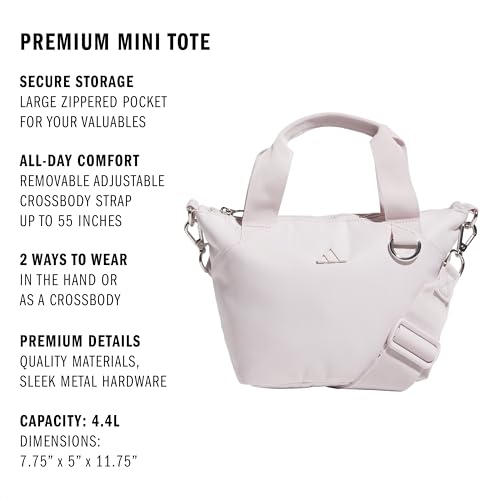 adidas Small Tote Mini Bag for Women and Men - color: Premium/Ice Purple/Silver Metallic
