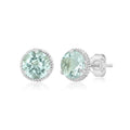 14k White or Yellow Gold Roped Halo Gemstone Round Stud Earrings for Women 6mm Birthstone with Push Backs by MAX + STONE - color: Aquamarine