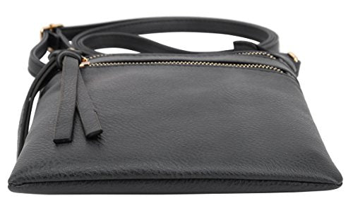 DELUXITY Crossbody Purse Bag Shoulder Bag Multi Pocket Zipper Purse - color: Black
