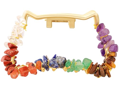 MINACHI Boho Hair Claw with Mixed Colorful Stone Chips, Handmade Gold Tone Hair Clip for Women - color: Hair Claws AIR.002