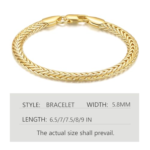 14K Gold Bracelets for Women Mens bracelet Link Foxtail 14K Gold Chain Bracelets for Women Trendy Dainty Bracelets for women 6.5-9in