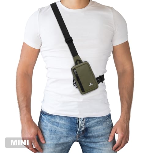 Peicees Small Crossbody Bag for Men Women Mini Sling Bag Travel Running Phone Daypack Cross Body Shoulder Bags, 2 Sizes, Small Army Green - color: Army Green, size: Small