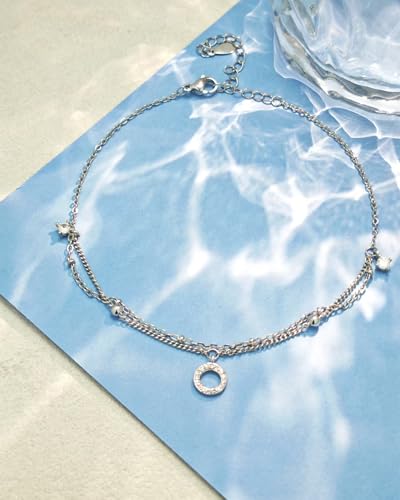Gold Anklet Bracelets for Women Waterproof, Gold Plated Charm Dainty Layer Anklets Trendy, Simple Chain Anklets Set Gifts for Women, Jewelry Gifts for Her Mom Wife Girlfriend