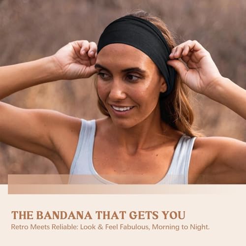 Awumbuk Wide Headbands for Women Knotted No Slip Head Bands Soft Turban Headband Hair Accessories Boho African Solid Color Head Wraps for Women Yoga Workout (Dark blue) - color: Dark blue