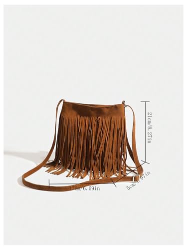 SweatyRocks Women's Fringe Western Crossbody Bags Tassel Shoulder Purses - color: Brown