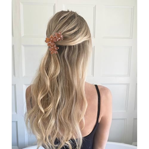 ANBALA 4Pcs Flower Hair Clips for Women Girls Neutral Color Hawaiian Flower Claw Clips for Thick Hair Non Slip Strong Hold Beach Accessories - color: Leopard-B