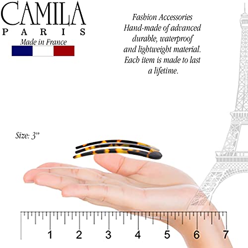 Camila Paris CP3155 French Twist Stick Clip Pins, Tokyo, Wavy Hair Pin 3-Prong Hair Fork for Girls Spiral Updo Chignon Bun Holder, Flexible Styling Hair Accessories for Women, Handmade in France - color: 3-Prong Tokyo