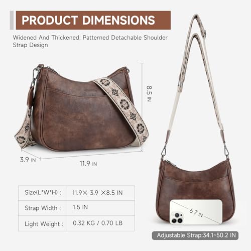 APHISON Trendy Leather Crossbody Purse with Adjustable Strap, Women's Shoulder Handbag - color: 04-coffee