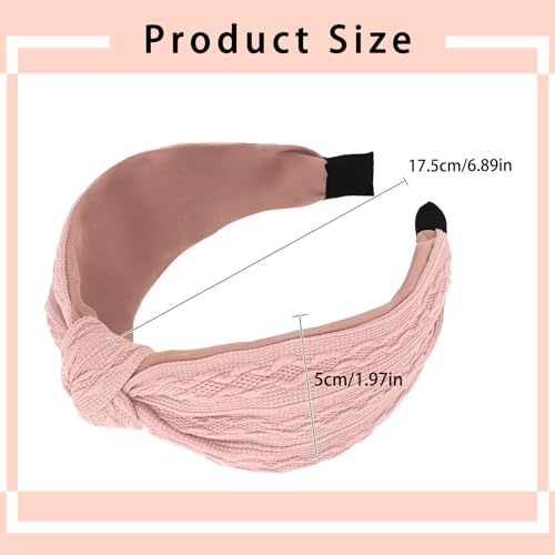 Ondder Top Knot Headband for Women Pink Fabric Non Slip Fashion Wide Knotted Headbands Hair Accessories for Women Girls - color: Pink