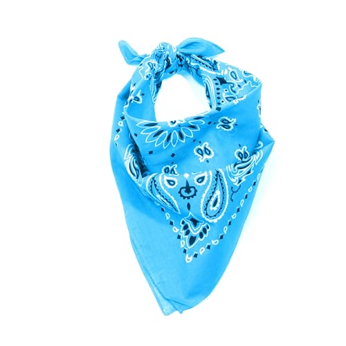 Rothco Trainmen Paisley Bandana 27” x 27” Extra‑Large 100% Cotton Head Wrap Scarf Multi‑Use - color: Light Blue