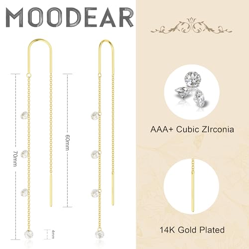 Pearl Earrings for Women, Gold Plated Huggie Hoop Drop Earrings | Hypoallergenic pearl hoop earrings designed for multiple piercings, cartilage styling and everyday wear - style: 3mm gold cz dangel earrings