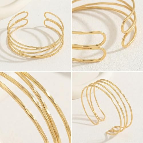 Long tiantian Arm Cuff Gold Bangles Cuff Bracelets Adjustable Upper Arm Jewelry for Women Beach Jewelry Trendy Stuff Gifts - color: A5:arm Cuff