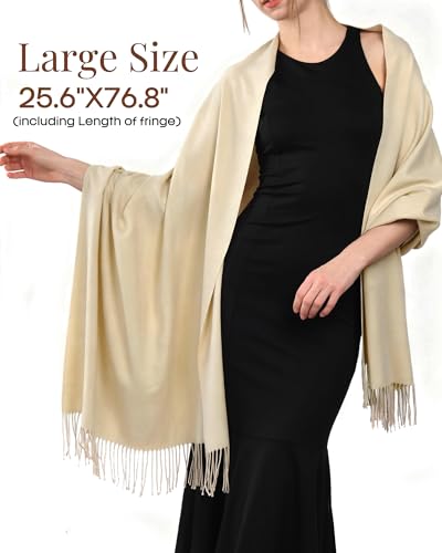 FURTALK Pashmina Shawl Wraps for Women Evening Dresses Blanket Scarves Fashion Scarf Wedding Gifts - color: 08-dark Beige