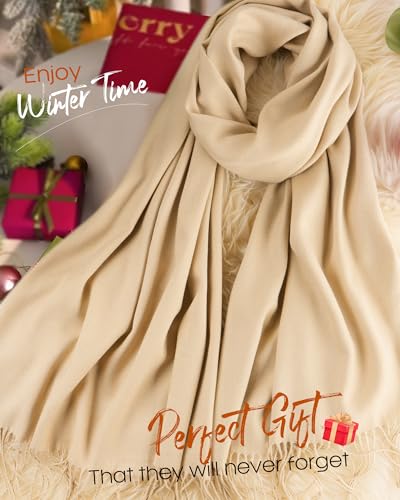 FURTALK Pashmina Shawl Wraps for Women Evening Dresses Blanket Scarves Fashion Scarf Wedding Gifts - color: Light Khaki