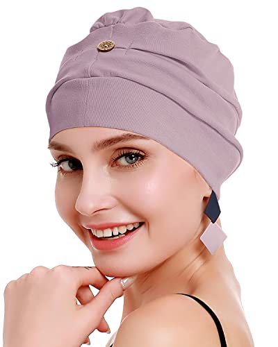 osvyo Cotton Chemo Turbans for Women Cancer Hairloss hat - Cotton Lightweight Headwear Sealed Packaging - color: Cotton Light Apricot Blush
