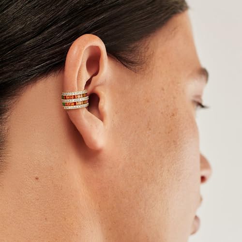 MEVECCO Ear Cuff Non Piercing for Women 18K Gold Plated Dainty Ear Cuff Earring Stacks Cartilage Clip On Wrap Huggie Minimalist Fake Piercings Open Hoops Jewelry Gifts - style: multicolor