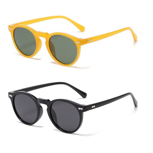 Ridering Kids Polarized Round Sunglasses,Cute Retro Sun Glasses for Toddler Girls Boys Party Beach Shades Age 3-9 - color: Black+orange