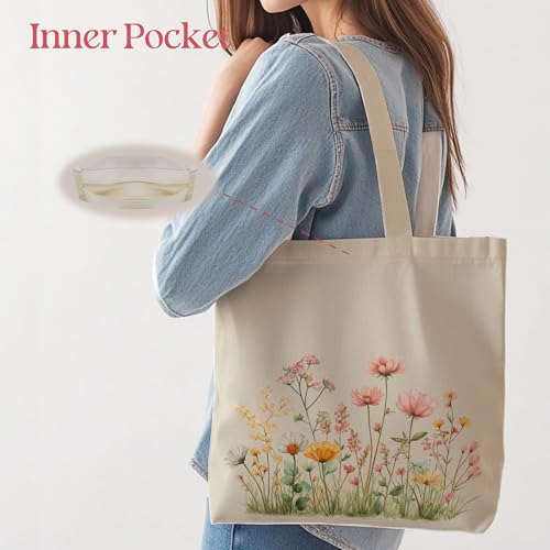 Aesthetic Tote Bag for Women | Medium Size with Inner Pocket | Stylish & Practical - color: Yellow Light