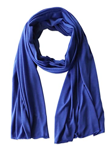 vabovin Head Wraps for Black Women Stretch Jersey Knit Turban Headwrap Solid Color Headscarf Headband Shawl - color: 12- Blue