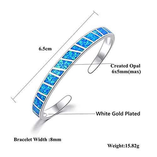 CiNily Womens Cuff Bracelet,Opal Bangle Bracelets Gold Plated Hypoallergenic Ladies Gemstone Open Cuff Bangle Bracelet - color: blue