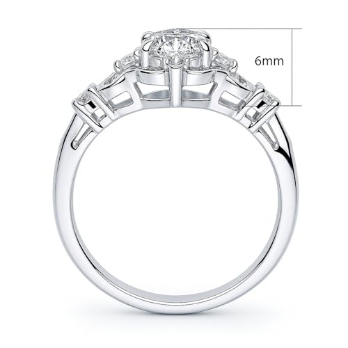 BERRICLE Sterling Silver CZ Halo Wedding Engagement Rings for Women, Oval Cut Cubic Zirconia, 1-3 Piece Sets, Pink/Blue/Clear - style: Halo, Clear