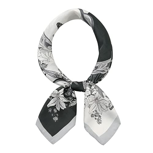 RIIQIICHY Women Head Hair Scarf Like Satin Silk Scarf Sleeping Hair Wrapping Night 27.5" - color: Black/White/Light Grey/Dark Grey