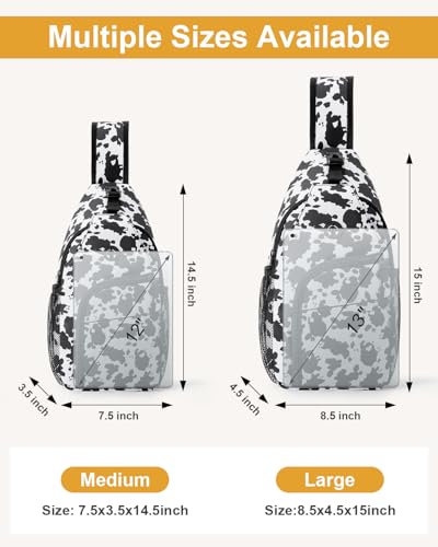 Pritent Crossbody Bags for Women Man Waterproof Sling Bag Backpack Trendy Casual Cross Body Bag with Convertible Shoulder Strap Chest Bag for Camping Hiking Travel Essentials (Cow print, Medium ) - color: Cow Print, size: Medium