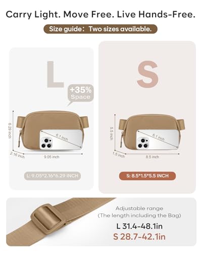 Pritent Fanny Packs for Women Cross Body Bag Waterproof Belt Bag with Adjustable Strap and Zipper Back Pocket Small Crossbody Bags Fashion Waist Packs for Workout Travelling(Khaki) - color: Khaki, size: Small