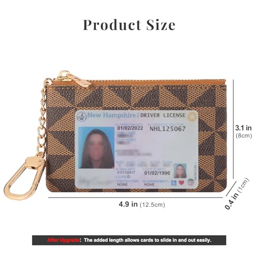 Leather Coin Purse for Women with KeyChain Small Zipper Change Purse coin Pouch Card Holder Wallet Clutch for Women & Men (Brown) - color: Brown