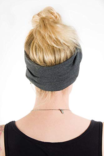 Twist Headband Extra Wide Scrunch Turban (Dark Heather Grey) - color: Dark Heather Grey