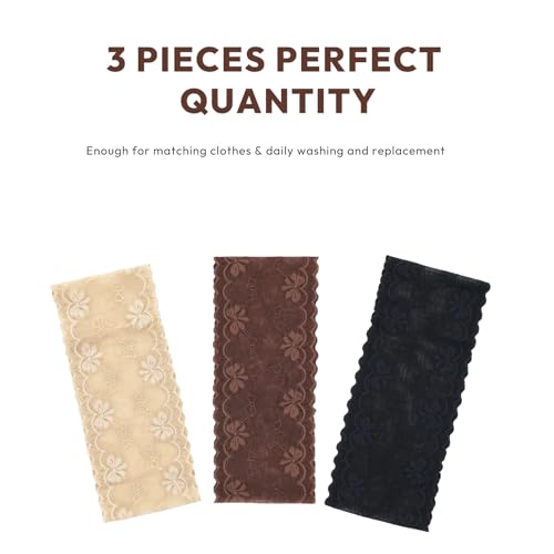 Aranya 3 Pack Vintage Lace Headbands for Women - Dark Coquette Bow Pattern Wide Hair Bands - Soft Beige Black Brown Hairwraps for Light Academia Daily Wear, Makeup, & Yoga - color: Coquette Fairycore