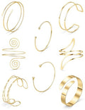 Arm Cuff Bracelet for Women Arm Layered Cuff Bangles Adjustable Coil Swirl Armlet ArmBand Stackable - style: 8 Sets Gold