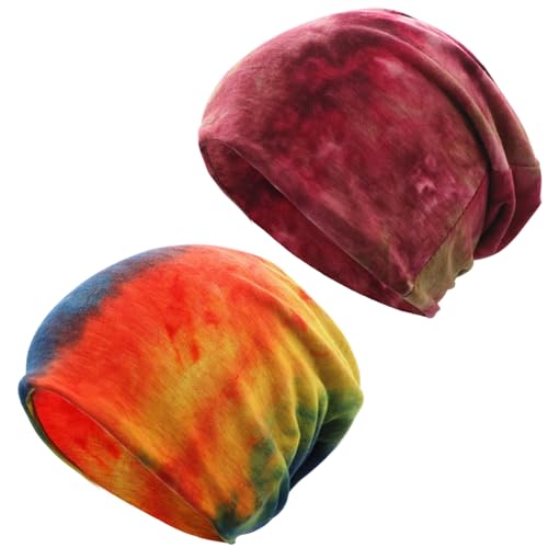 Women's Slouchy Beanie Cap Chemo Headwear Hats Scarf - color: H - Wine Yellow