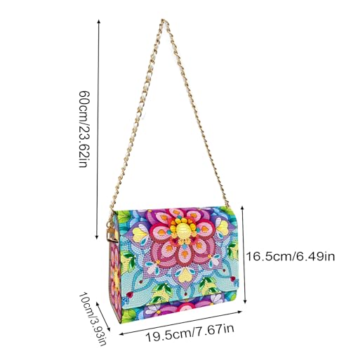 C'eitura Mandala Diamond Art Wooden Clutch with Chain, DIY 5D Rhinestone Shoulder Bag, Boho Style Purse, Festival Gift for Women - color: SKB203