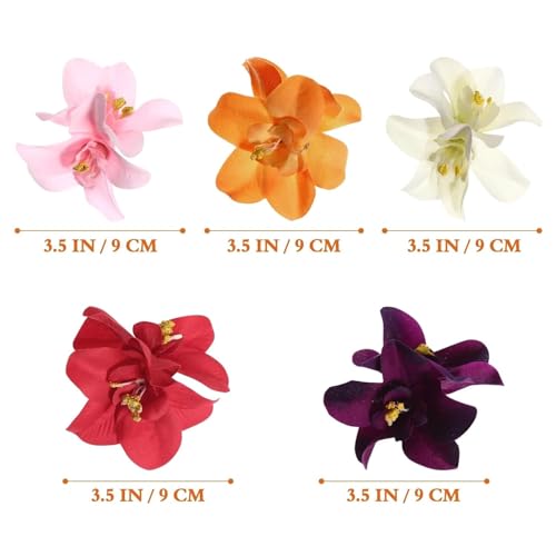 5Pcs Colorful Artificial Flower Hair Clip, Bohemian Flower Hairpin Hawaiian Hibiscus Plumeria Hairpin for Seaside Holiday,Clips and Barrettes,Hair Accessories,Bridal Hair Accessories Headwear