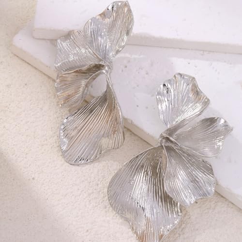 Chunky Earrings Big Statement Earrings for Women Trendy Large Floral Ginkgo Leaf Flower Earring Irregular Long Drop Dangle Earrings Chunky Jewelry - style: 1 - S