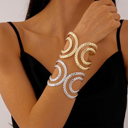 Arm Cuff for Women Gold Upper Arm Bracelet Minimalist Adjustable Cuffs Bangle Punk Dress Jewelry - style: GWrap A