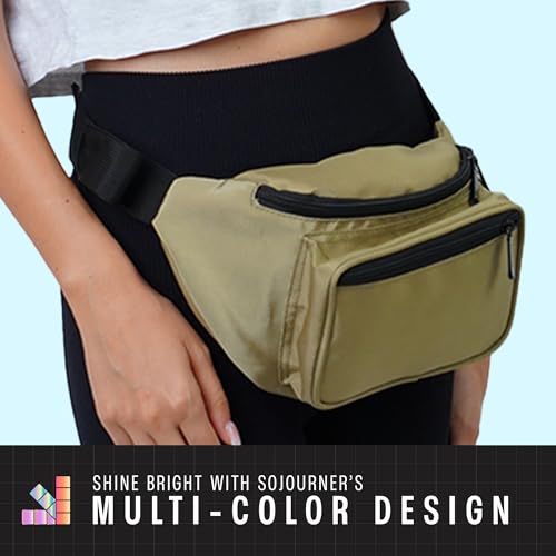 Olive Green Fanny Pack Belt bag - Crossbody Waist Bag for Men or Women - Hands-Free, Waterproof Large Bumbag for Hiking, Running, and Travel - color: Olive Green
