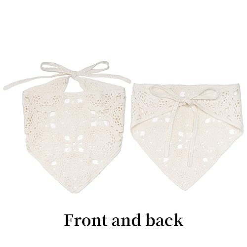 hoyuwak Crochet Bandanas Headbands Head Scarf Hair Scarf for Women Girls Knitted Floral Hair Accessories for Hair Styling Festival Holiday Christmas Decor(White)