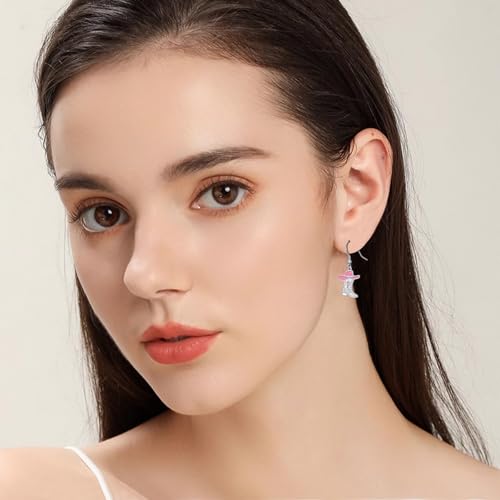 Western Earrings for Women 925 Sterling Silver Turquoise Western Country Dangle Drop Earrings Country Jewelry Gifts for Cowgirl Cowboy - style: Cowboy Boot-Pink