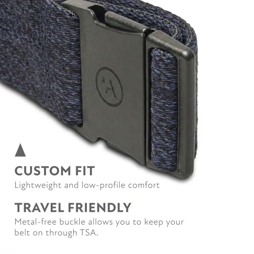 Arcade The Original Slim Unisex Adventure Belt, Narrow Width Elastic Stretch Webbing, Micro Adjust Buckle - color: Ranger Slim - Heather Navy