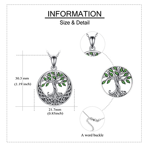 ONEFINITY Tree of Life Necklace 925 Sterling Silver Abalone Shell Celtic Knot Pendant Necklace for Women Jewelry - style: Green leaf tree of life