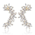 Rhinestone Silver Full Ear Cuff Earrings for Women Ear Clip Wrap Statement Climber Crawler Earrings for Women Hypoallergenic Silver Wedding Jewelry Gifts - color: Gold-Full