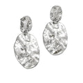 Chunky Irregular Geometry Clip On Earrings for Women, Matte Gold/Silver Retro Oval Dangle Drop Clip Earrings Non Pierced Clips Stetement Jewelry Gifts - color: Silver