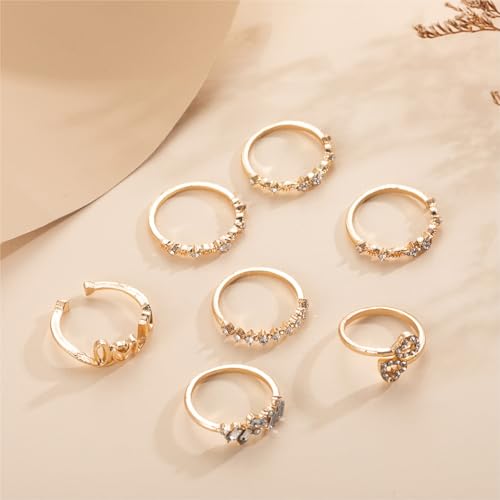 Boho Stackable Rings for Women Trendy Knuckle Joint Finger Knuckle Nail Ring Sets Simple Star Moon Stack Preppy Statement Rings Cute Stuff - style: D-4