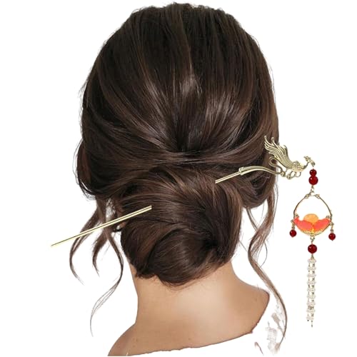 Lantern Light Hairpin Hair Stick Hair Accessories Coiled Tassel Hair Antique Hair pin for Women #09 - color: Color 034#09