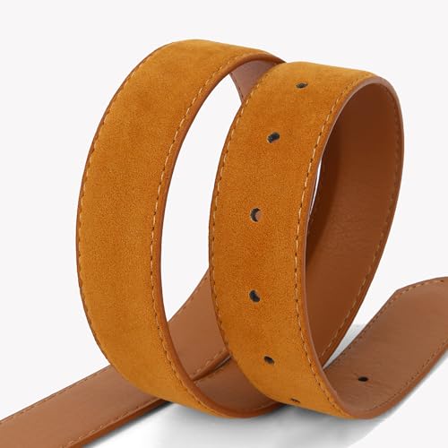 HOTWILL Women Suede Belt for Jeans Dresses Fashion Chunky Ladies Waist Belts with Gold Buckle - color: Camel, size: Medium: 29"-32" (Pant 8-10)